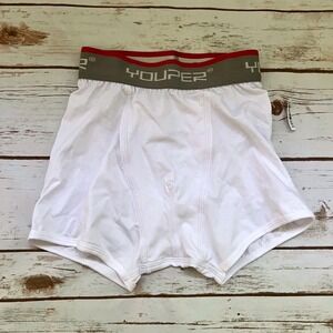 NWT Youper Boxer Briefs White Youth Baseball Cup Pocket Small